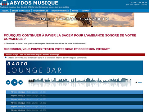 Capture du site Abydos Musique