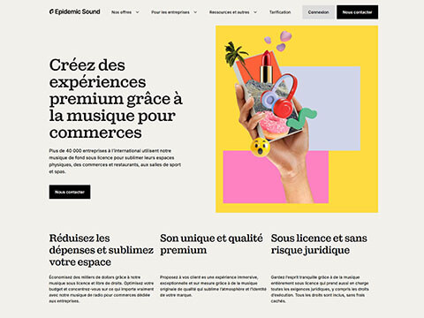 Capture du site Epidemic Sound