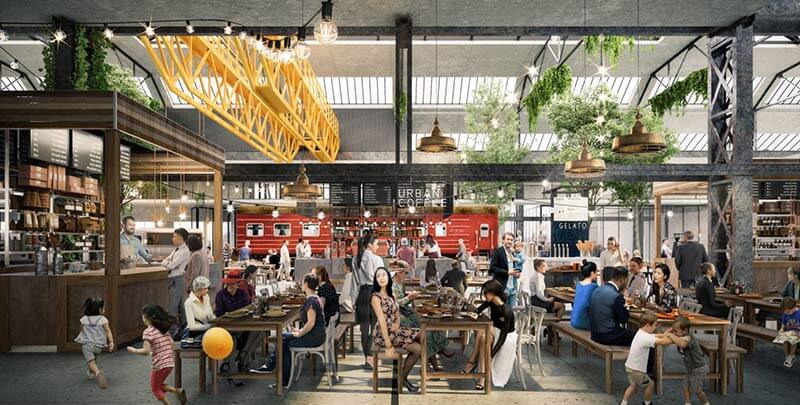 Vue intérieure de la Halle Gourmande de Saint-Ouen