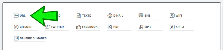 Sélectionner URL pour entrer l'adresse de votre menu